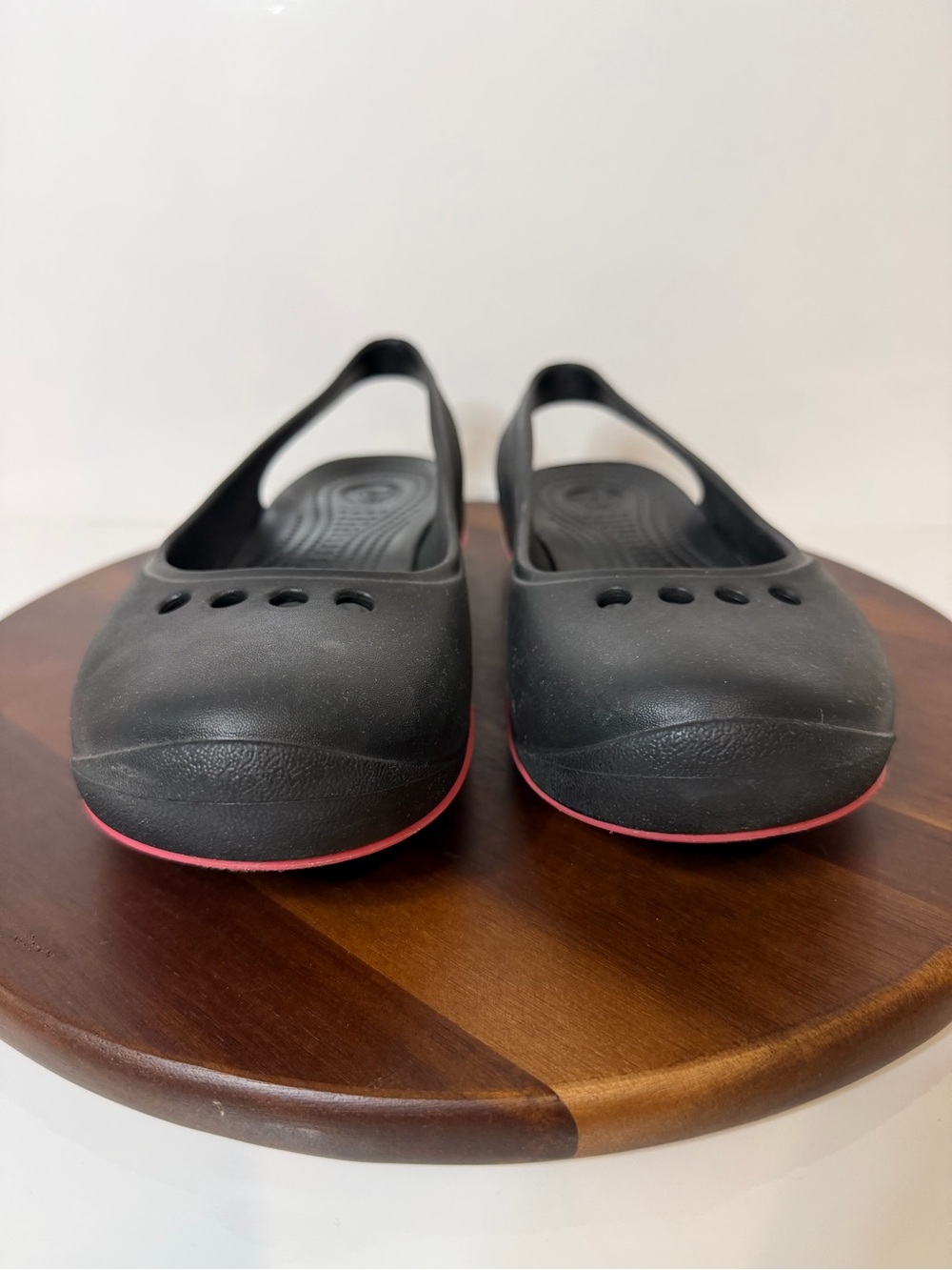 Crocs Olivia Slingback Flat Black Pink Trim Size 8
